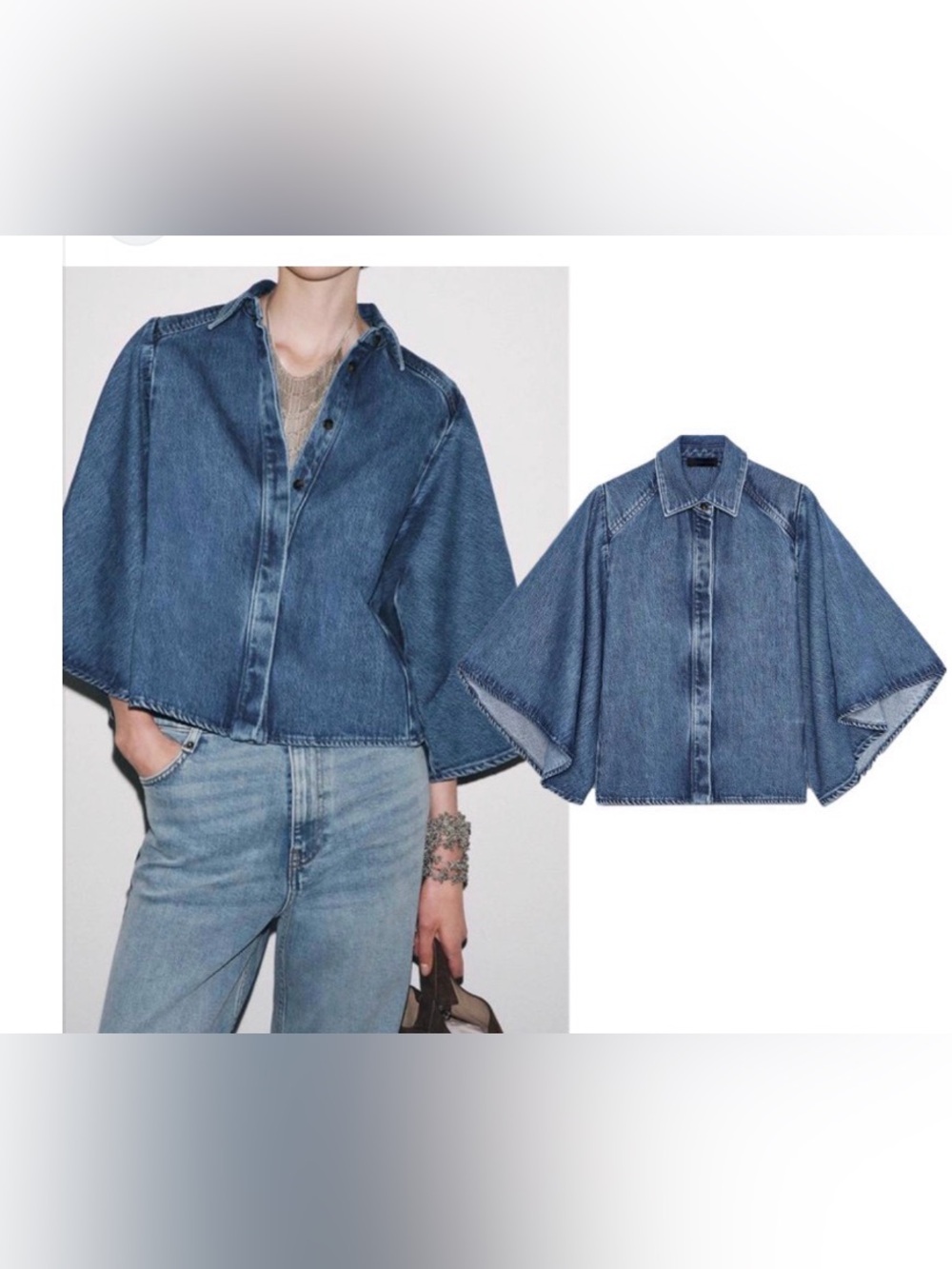 Zara kimono denim top size S